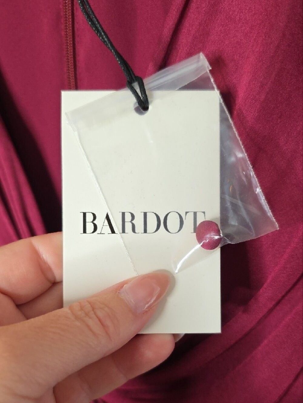 Bardot Claire Mini Dress Merlot Size 8 Medium Twist Front Wedding Guest Flare - Picture 6 of 17